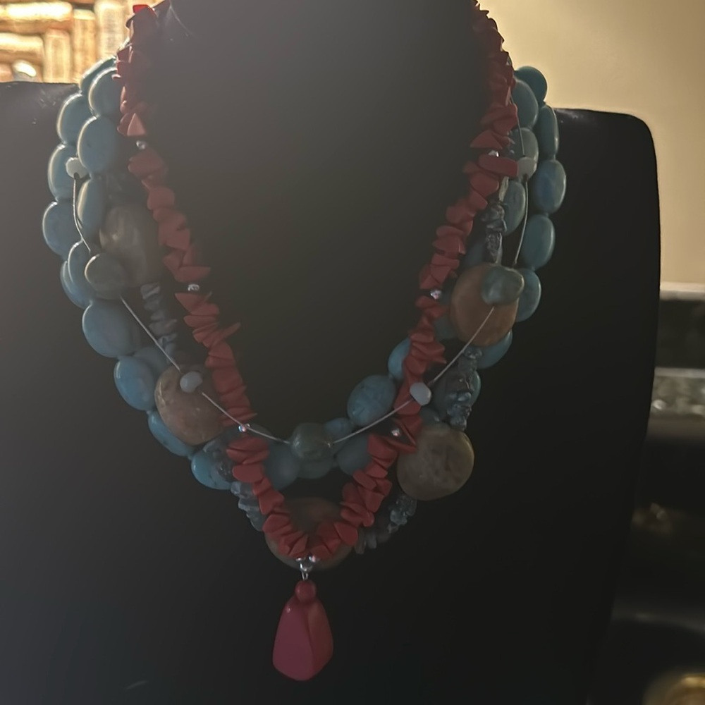4 separate turquoise necklaces beautiful clasps